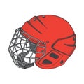 Hockey Helmet with mask. Side view. Sports Vector illustration isolated on white background. Ice hockey sports equipment Royalty Free Stock Photo