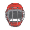 Hockey Helmet with mask. Side view. Sports Vector illustration isolated on white background. Ice hockey sports equipment Royalty Free Stock Photo