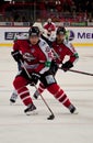 Hockey on the ice from forwards Donbass (Donetsk) Petteri Wirtanen and Frederick Patterson Royalty Free Stock Photo