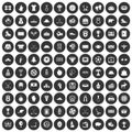 100 hockey icons set black circle Royalty Free Stock Photo