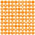 100 hockey icons set orange