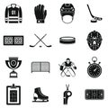 Hockey icons set, simple style Royalty Free Stock Photo