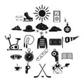 Hockey icons set, simple style Royalty Free Stock Photo