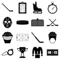 Hockey items icons set, simple style