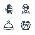 Hockey line icons. linear set. quality vector line set such as clothes, beanie, ice hockey