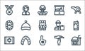 Hockey line icons. linear set. quality vector line set such as popcorn, foam hand, canada, time out, mouth guard, stadium, coach,