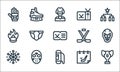 Hockey line icons. linear set. quality vector line set such as prize, bag, snowflakes, hockey, hockey mask, puck, sticks, sticks,