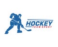 Hockey logo template. Player Hockey vector design. Illustration of hockey player Royalty Free Stock Photo