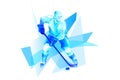 Hockey player attack on blue ice Royalty Free Stock Photo