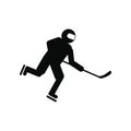 Hockey player black simple icon Royalty Free Stock Photo