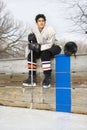 Hockey player boy. Royalty Free Stock Photo