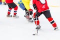 Hockey player counterattack in hockey game Royalty Free Stock Photo