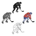 Hockey player in full gear with a stick playing hockey.Winter Olympic sport.Olympic sports single icon in cartoon style