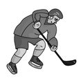Hockey player in full gear with a stick playing hockey.Winter Olympic sport.Olympic sports single icon in monochrome