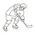 Hockey player in full gear with a stick playing hockey.Winter Olympic sport.Olympic sports single icon in outline style