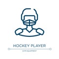 Hockey player icon. Linear vector illustration from sport avatars collection. Outline hockey player icon vector. Thin line symbol