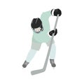 Hockey player. Isolated element on a white background. Form in muted grays and blues.