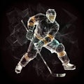 Hockey player polygonal silhouette with puck isolated illustration Royalty Free Stock Photo