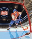 Hockey player scores a goal on the ice rink Royalty Free Stock Photo