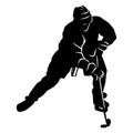 hockey player silhouette. silhouette of hockey player gestures, poses, expressions Royalty Free Stock Photo