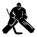 hockey player silhouette. silhouette of hockey player gestures, poses, expressions Royalty Free Stock Photo