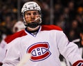 Hockey Player Wearing Protective Headgear