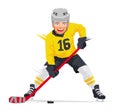 Hockey player in yellow uniform Royalty Free Stock Photo