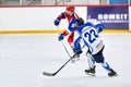 Hockey players complete during Hockey match