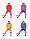 Hockey Players with a hockey stick and skates Royalty Free Stock Photo
