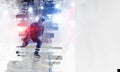 Hockey players on ice. Mixed media Royalty Free Stock Photo