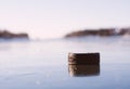 Hockey Puck Frozen Lake