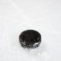 Hockey puck on ice.