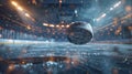 A hockey puck on ice with motion blur effect. Royalty Free Stock Photo