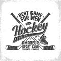 Hockey retro emblem for team or sport club