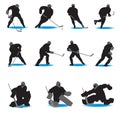 Hockey Silhouettes Royalty Free Stock Photo