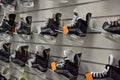 Hockey skates in a special sports store