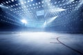 Hockey stadium with fans crowd and an empty ice rink Royalty Free Stock Photo