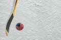 Hockey Stick and Puck American Royalty Free Stock Photo