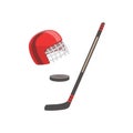 Hockey Stick, Puck And Helmet As A National Canadian Culture Symbol Royalty Free Stock Photo