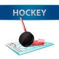 Hockey stick puck and ice arena emblem Royalty Free Stock Photo