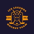Hockey team vintage emblem, vector print Royalty Free Stock Photo