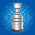 Hockey trophy on blue starburst