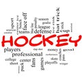 Hockey Word Cloud Concept in Red Scribbles Royalty Free Stock Photo