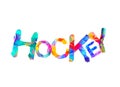 Hockey. Word of colorfull triangular letters