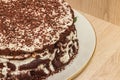 ÃÂ¡hocolate cake is soaked in sour cream and decorated with chocolate shavings