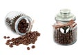 ÃÂ¡hocolate dragee in a glass jar isolated on a white . Collage Royalty Free Stock Photo
