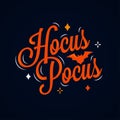 Hocus Pocus lettering. Halloween card on dark Royalty Free Stock Photo