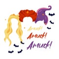 Hocus Pocus, Sanderson Sisters ,Witches Hair Cute Halloween Illustration