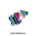 Hod Hasharon map icon vector illustration design template, Stylized vector Israel map showing big cities