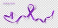Hodgkins Lymphoma Awareness Month. Violet Color Ribbon Isolated On Transparent Background. Vector Design Template For